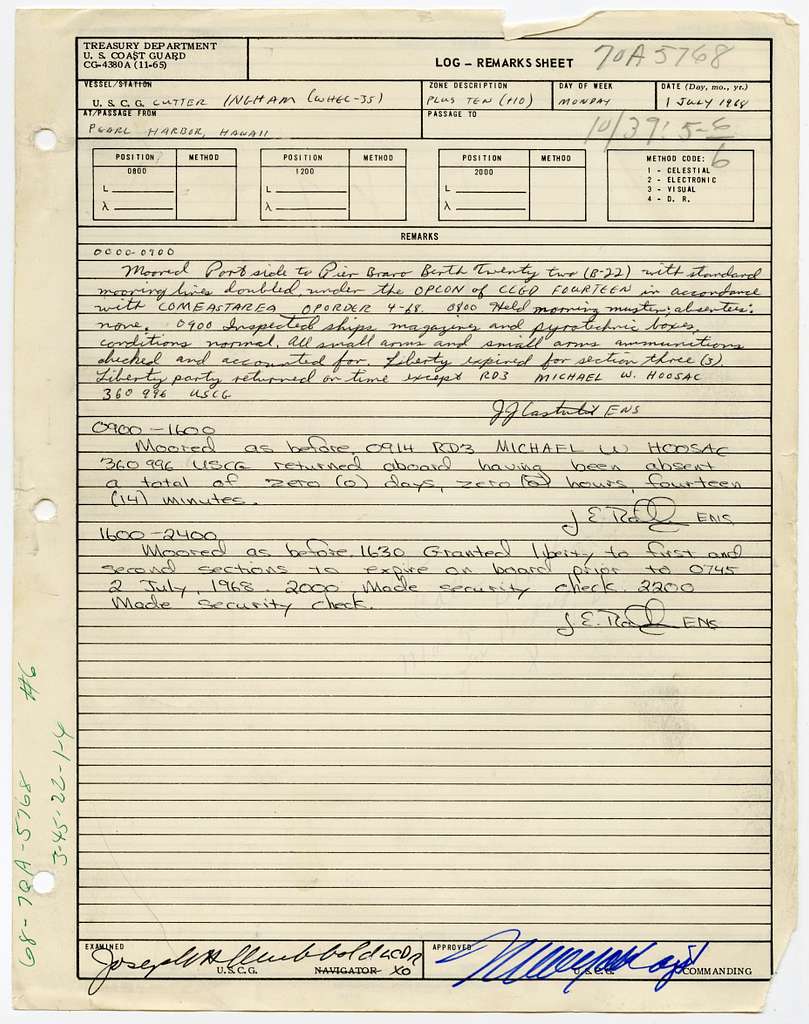 Thomas Blackwood's 1973 notes describing light phenomena.